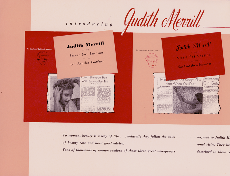 Print piece Marilyn designed for Judith Miller, “beauty consultant to a million and a half Pacific Coast women.”