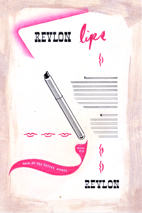 Layout comp for a Revlon ad designed by Marilyn