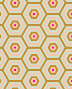 a pattern of hexagons in various colors