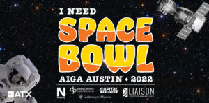 Event flyer for AIGA Austin bowling event