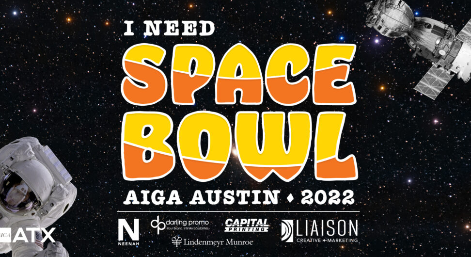 Event flyer for AIGA Austin bowling event