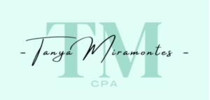 Mint green logo of Tanya Miramontes