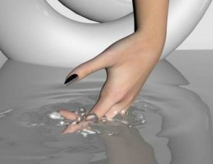 AI generated hand soaking in a pool of water.