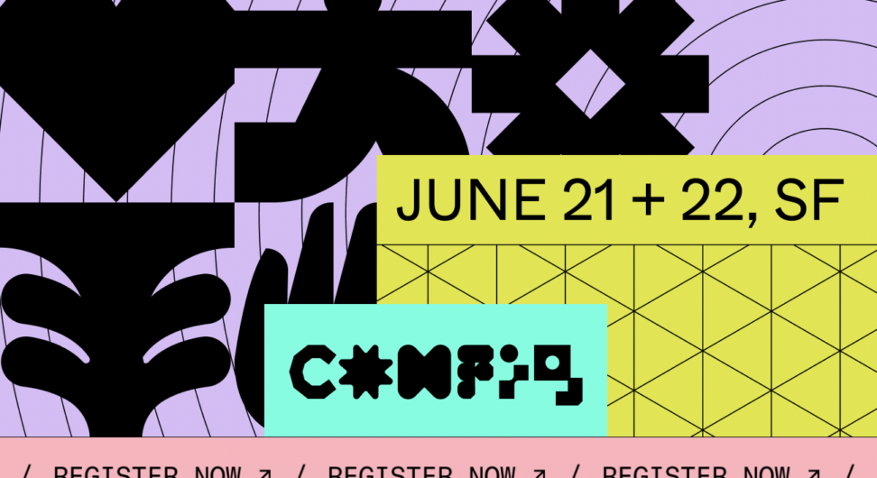 Abstract graphic design flyer for Figma's Annual Conference CONFIG.